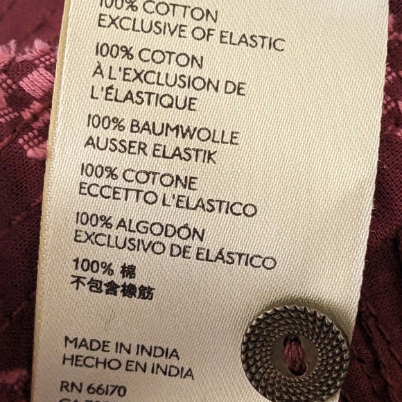 Anthropologie Burgundy & Pink Printed Tie Up Top, S, EUC - Picture 6 of 6